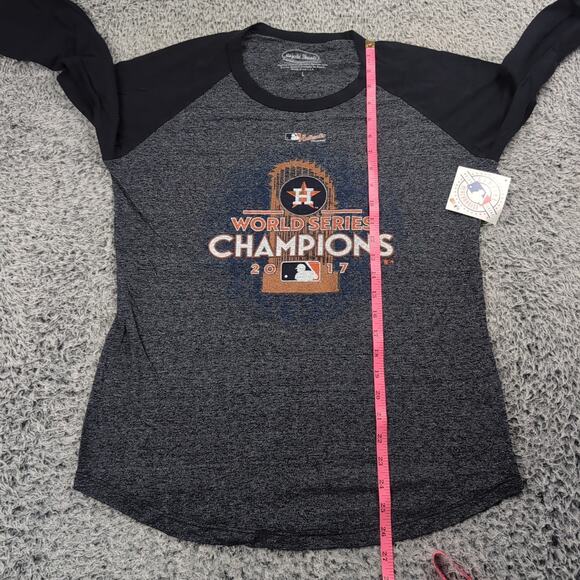 Houston Astros Shirt Men Large Blue 3/4 Sleeve MLB Baseball 2017 World Series - Picture 4 of 6